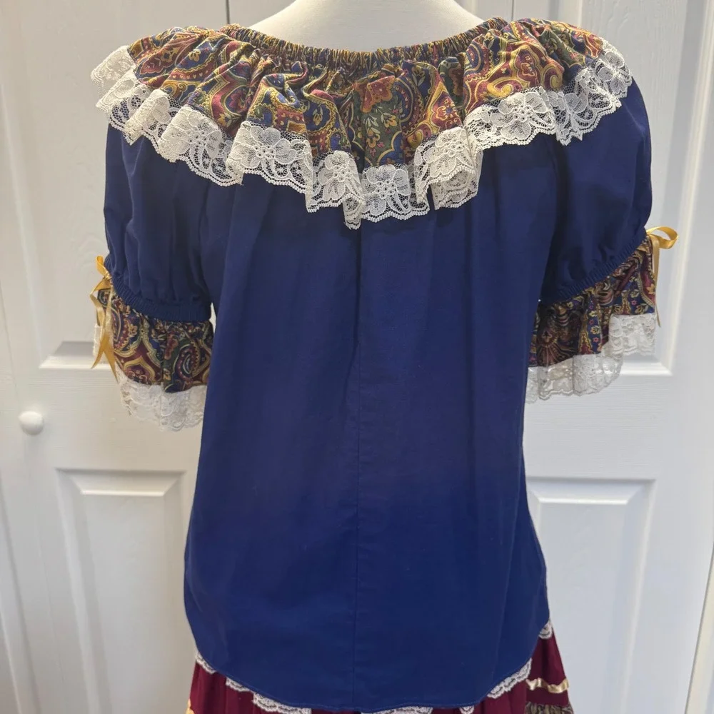 Vintage Square Up Fashions Square Dance Skirt Set Paisley Lace Women's Small